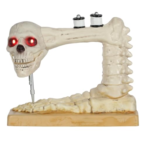 Squelette machine à coudre animé pour frissonner dans votre salon à Halloween