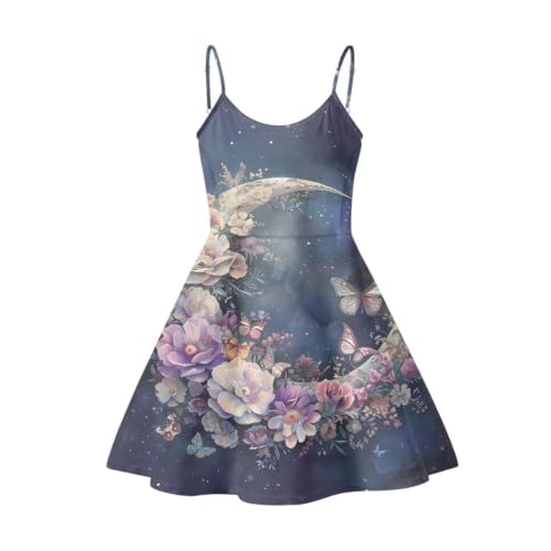 Image of Women's Spaghetti Strap Dress Summer Casual Swing Sundress Girls Beachwear Swing Mini Dress