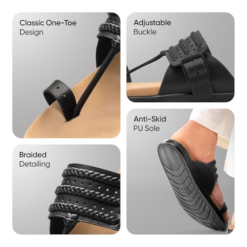 Image of Frido Puneri Chappal for Men | Available in 2 Options- Arch Support & Without Arch | Traditional Indian Leather Sandals with Memory Foam, Wide Toe Box & Zero Drop Design | Adjustable Ethnic Footwear