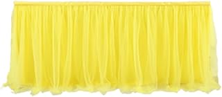 Wisafory Falda de mesa de tul con tutú, decoración de mesa, mantel de tul, escritorio, gasa, decoración de mesa para bodas, cumpleaños, fiestas, bares, Navidad, color amarillo, 183 x 77 cm