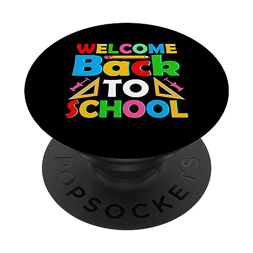 Welcome Back to School Student Teacher Boys Girls PopSockets Swappable PopGrip, Black