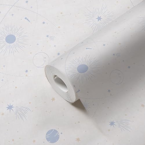 Papel pintado universo Lilly & Luis para transformar el cuarto de juegos infantil en beige 5