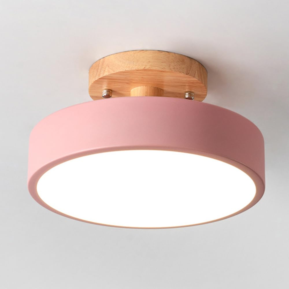 Mengjay Plafon LED Redondo Downlight Panel,Fácil de Instalar Lampara Techo Moderna,Regulable Plafón LED,para Dormitorio Baño Cocina Pasillo Comedor Sala Ø18cm (Rosa)