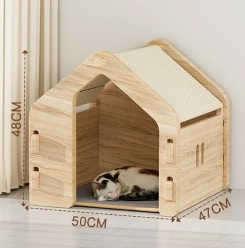 Hundehütte Indoor, Katzenhaus Zum Selber Bauen, Haustierhaus, Für Kleine Hunde & Katzen, Hundehöhle (Color : C, Size : 50x47x48cm)