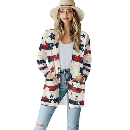 Image of Biyejit Women's Long Sleeve Open Front Cardigan Casual Loose Lightweight Cardigans with Pockets Drape Cardigan