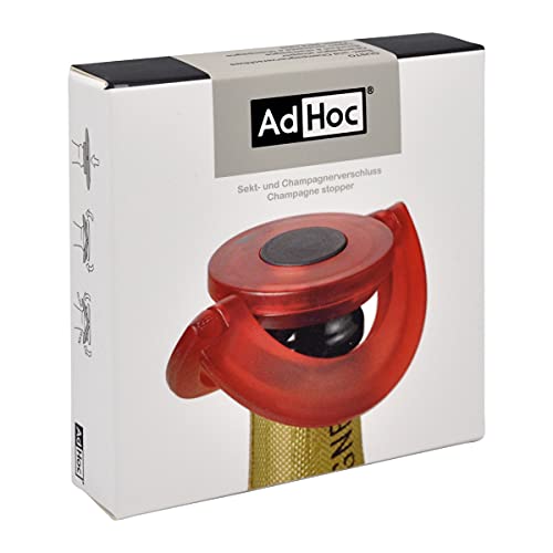AdHoc Gusto Red Champagne Bottle Stopper, Fizzy Wine Bottle Stopper, Ultra Flat, Leak Proof, Keeps Fizz, Plastic/Silicone - Image 3