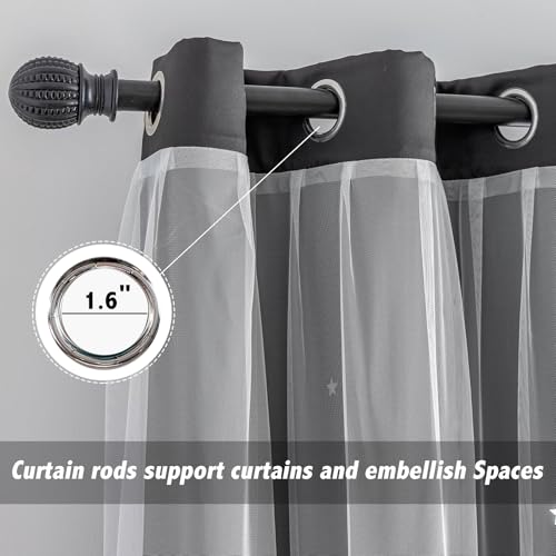 Image of indistar Star Cutout Kids Window Blackout Curtains for Girl Bedroom Window Room Darkening Curtains & Drapes Baby Nursery Curtains (2 Panel,52Wx80L inch,Black)