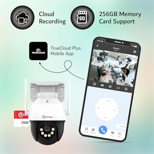 Image of Trueview 3MP 4G Mini PT Security Camera with SIM Support | All-Time Color Vision | 360 Pan | Two-Way Audio | Human Detection | 256GB SD & Cloud | IP66 Waterproof | Alexa Compatible | STQC Certified
