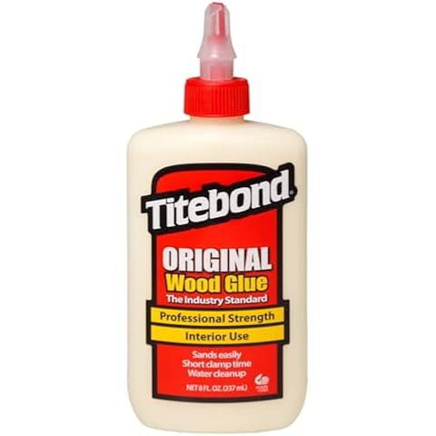 Titebond Original Wood Glue 5063, Industry Standard for Woodworking, Furniture Repair/Assembly, Construction, Home Repair or Modeling, 8 oz Cover