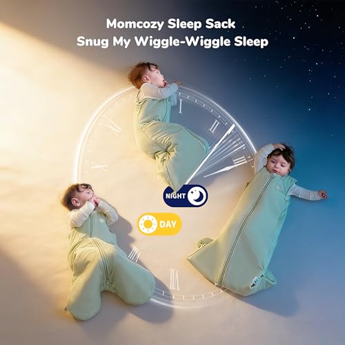 Image of Momcozy Sleep Sack for Toddler 12-24 Months, 1.5 TOG Baby Wearable Blanket with Supportive Plush Filling, Two-Way Zipper for Easy Diaper Changes, Snap-Fit Design for Growing Toddlers, Large, Green