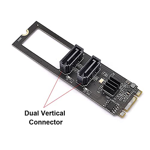 NFHK NGFF Key B+M PCI Express to SATA 3.0 6Gbps Dual Ports Vertical Adapter Converter Hard Drive Extension Card JMB582 2280 - Image 4