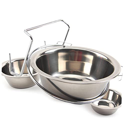 LEDMOMO ぶら下げペットボウル こぼれる 子犬 上げ猫ボウル 犬小屋の水入れ スローフィーダー犬用ボウル フード pet 犬ケージ ペットフィーダー ステンレス製の犬用ボウル Silver