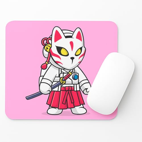 Image of Tshirtwala Samurai Fox Warrior Anime Mouse Pad - 9x7.5 Inch Gaming & Office Mat with Cute Kawaii Design