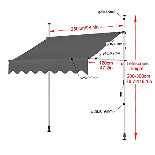 Store banne manuel sans vis pour protéger le balcon du soleil et de la pluie - 8