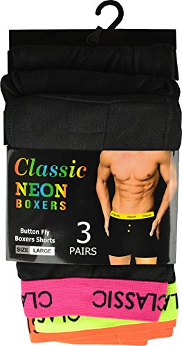 BARGAINS-GALORE 3 Paar Mens Boxer Shorts Klassieke Ontwerper Ondergoed Trunks Katoen Briefs NEON