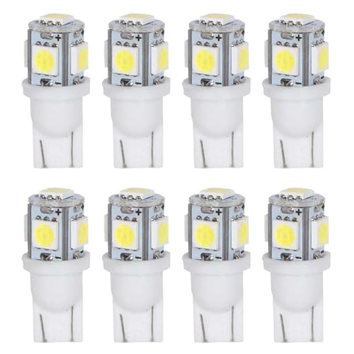 A2Zworld 8 Pezzi Lampada Led T10 W5W, 5 Smd 5050, Luce Per Auto 12V 28Mm 1W 100Lm, Lampadina 194 168 Bianco Freddo 6500K