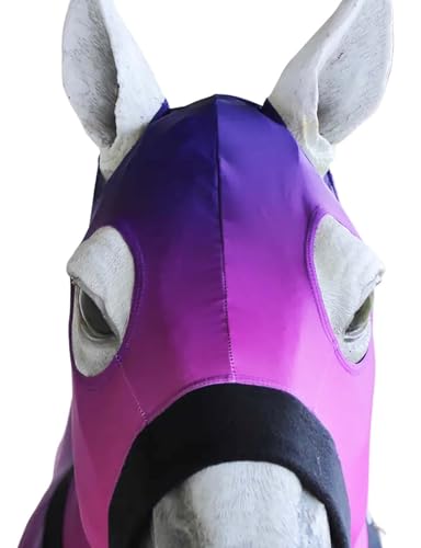 Image of Large Challenger Horse Comfort Stretch Sleazy Full Body Sheet with Neck - 4-Way Stretch Spandex Hood, Seamless Face Design - Berry Ombre 521MW13