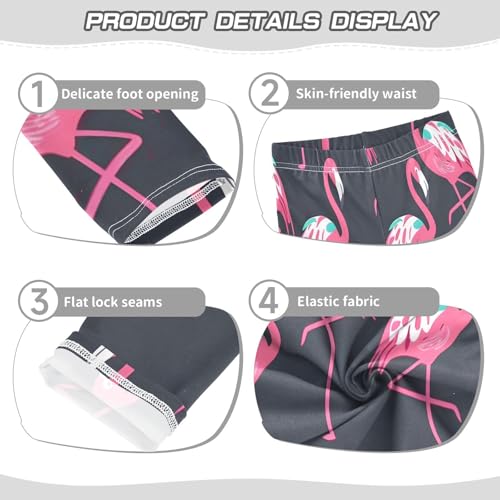 Toddler Girls Leggings Printed Yoga Pants Leggings Flamingo Black Background for Kids3