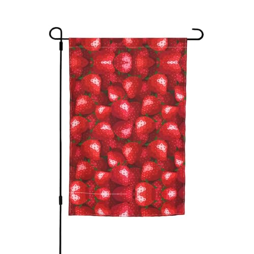 Banderas de jardín con estampado de fresas rojas de 12 x 18 pulgadas, doble cara, decoración de temporada para el hogar, exteriores, decoración de vacaciones y todas las estaciones