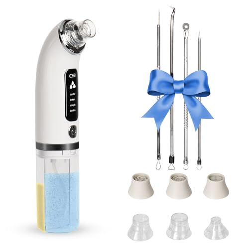 LURICO Limpiador de poros para la cara, 4 modos, depósito de agua visible, 6 puntas de succión, ideal para la limpieza facial y la mejora del acné