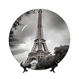 FZQVSLCM Plato decorativo vertical de porcelana de hueso de 10 pulgadas con soporte de exhibición para colgar en la pared, platos de adorno para colgar en la pared, plato redondo para cena