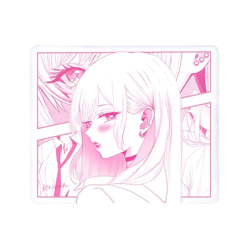 ATK Tapis de souris Anime – Reverie – Tapis de souris de jeu doux, 490 × 420 × 4 mm, bord encastré, surface de suivi équilibrée, base en poron antidérapante – Noir/blanc ou rose (rose)