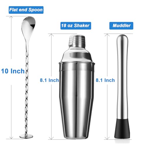 Zpufaw JJTZ5 5-Piece Cocktail Shaker Set Shaker Strainer Jigger T-Mixing Spoon Muddler Bartender Kit Stainless Steel Bar Set Housewarming Gift thumb #2