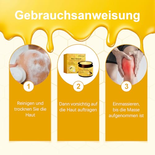 Bienengiftsalbe mit Bee Venom Creme – 2×60 g Bee Cream zur täglichen Hautpflege – Bienengift Creme für Rücken, Nacken & Knie – Schnell Einziehend, Nicht Fettend