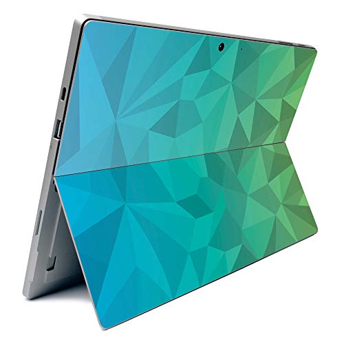 Image of MightySkins Carbon Fiber Skin for Microsoft Surface Pro 7 - Blue Green Polygon | Textured Carbon Fiber Finish | Easy to Apply, Remove, and Change Styles | Made in The USA