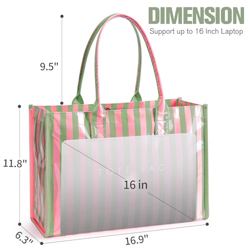 Image of KALIDI PVC Tote Bag Women's Kraft Paper Work Handbags Purses with Top Handle