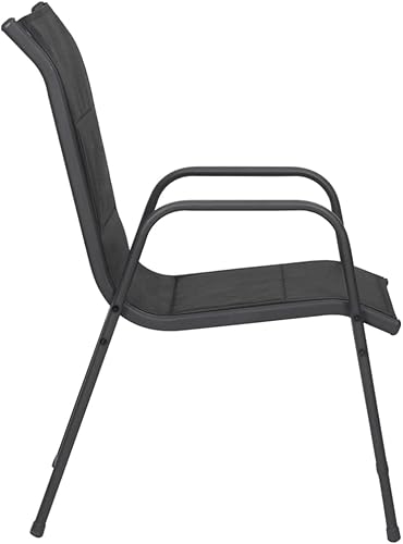 Miniatura 6 de Patio Chairs 2 pcs Steel and Textilene Black Outdoor Patio Dining Lawn Outdoor Dining Chairs Sillas para Comedor for Living Room Courtyard Study