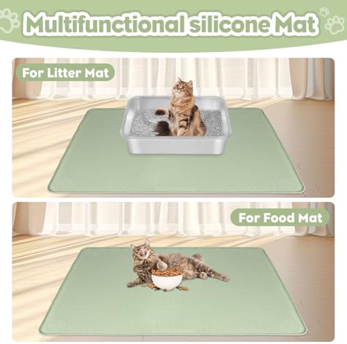 Silicone Cat Litter Mat for Litter Box 86.4x56cm Large Cat Mat, Green - 5