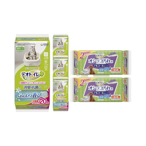 デオトイレ 消臭抗菌 シート ナチュラルガーデン 20枚×4 デオクリーン オシッコ汚れ おそうじ ウェットティッシュ 大判 (25枚×2個P)×2 ペットシーツ ペットシート トイレ 猫 ペット 清潔 ユニチャーム 愛猫用 ペット用品
