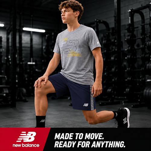 Image of New Balance Boys Short Sets - 2 Piece Active Performance Athletic Shirt and Kids Basketball Gym Shorts for Boys (8-12)