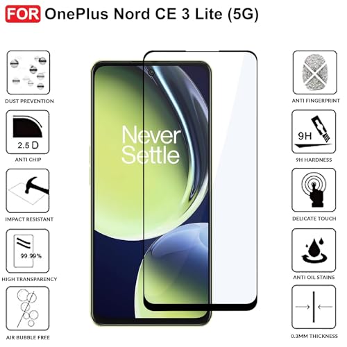 Image of DD SON Edge-To-Edge Protector Full Screen Coverage 11D Tempered Glass For OnePlus Nord CE 3 Lite (5G) (Pack Of 1)