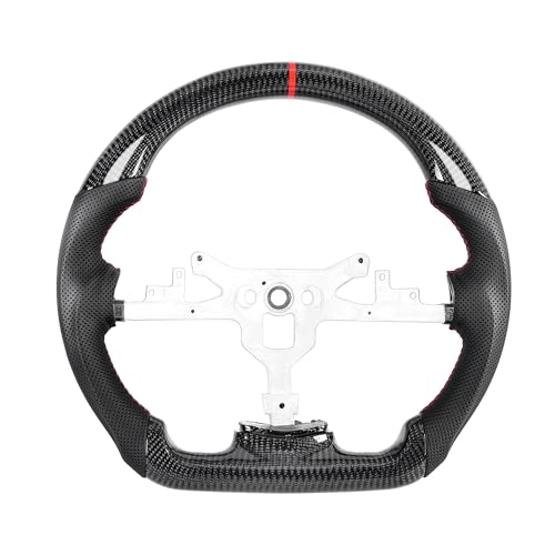 EASSAFEX Real Carbon Fiber Steering Wheel for Chevy Corvette C6 2006-2011 ZR1 Z06, D-shaped Flat-bottom Perforated Leather Grip