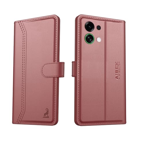 Image of AIBEX Compatible for Oppo K13 Turbo 5G / Oppo K13 Turbo Pro 5G Flip Cover Leather Finish with Magnatic Closure | Inside TPU with Card Pockets | Wallet Stand | Complete Protection Flip Case - Brown
