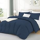 Luxe Dreams 100% Cotton King Duvet Cover Set with 2 Pillowcases, Luxury Soft Bedding Duvet Covers Navy Blue, Premium Cotton Quilt Cover 220x225 cm