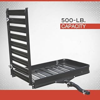 Ultra-Tow Aluminum Hitch Cargo Carrier with Ramp - 500-Lb. Capacity, Black, 60in. x 30in. x 4in.