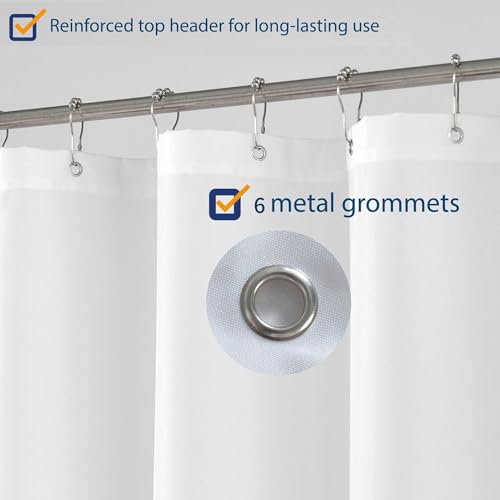 Image of N&Y HOME Small Stall Shower Curtain Liner Fabric 32 inch W x 72 inch L inch Narrow Size, Hotel Quality, Washable, Water Repellent, White Bathroom Curtains with Grommets, 32x72
