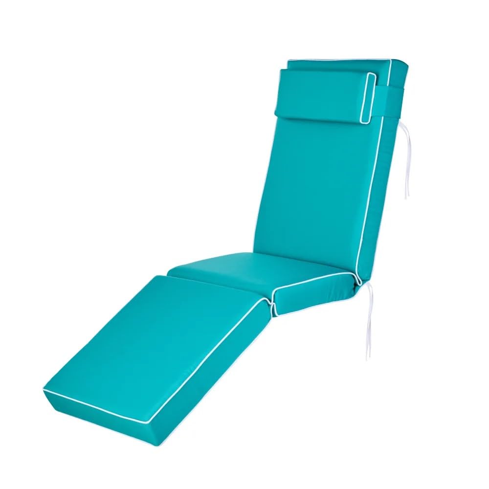 Alfresia Luxury Sun Lounger Cushion with Headrest – Replacement Garden Sun Lounger Cushion, Thick Foam, Water-Resistant Polyester