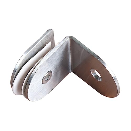 jojofuny 90degree Satin-Finished Stainless Steel Glass Clamp Bracket for Tempered Glass Doors Holder Elegant Design for Bathroom Balustrades and Windows