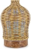 VICTORIA AROMA Essential Oil Diffuser - Multifunction Aromatherapy Diffuser 7 LED Color Changing Light 150ML Rattan Diffuser Easy to Clean Suitable for Home,Office（Brown）