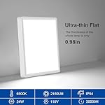 12 Inch Square Flush Mount LED Ceiling Light Fixture, 6500K Daylight White Light LED Ceiling Lamp, Slim Flat Panel Lighting Fixture for Laundry Room, Bedroom, Kitchen, Living Room, Closet - Image 3