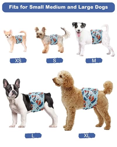 Image of CuteBone Dog Diapers Male 4 Pack Puppy Wraps Reusable Doggie Belly Bands for Male Dogs Small Medium Large