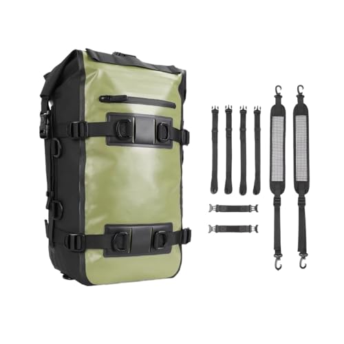 Sacoche arrière de moto étanche 15L verte pour rangement selle et voyage