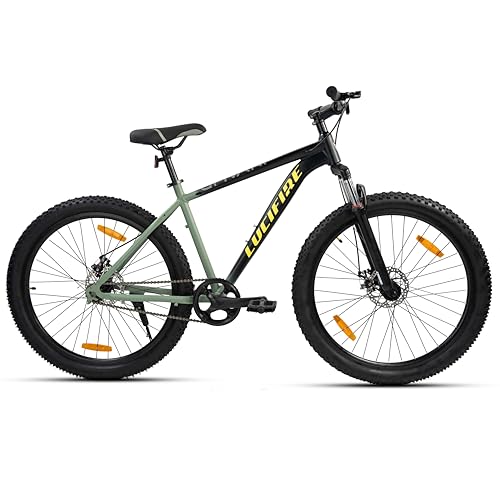 Image of LUCIFIRE Invalid||MTB||Light Weight Aluminum Frame|| Dual DISC Break|| Suspension Fork||Single Speed ||Nylon Tyres|BLK /Green|29T
