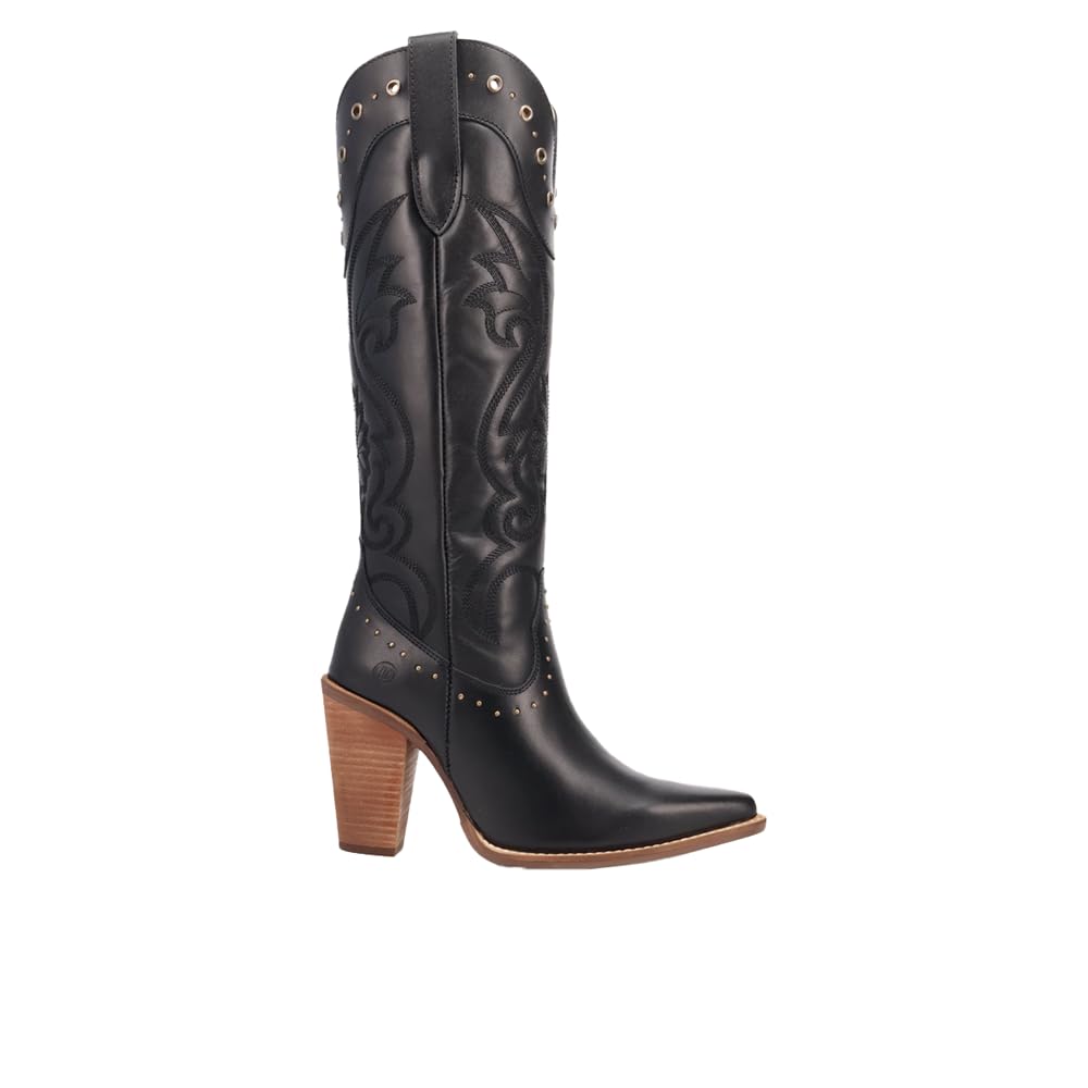 Dingo Womens Rock N Suede Leather Casual Boots Over the Knee Mid Heel 2-3 - Black