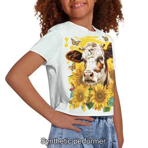 Image of 4th of July Shirt for Girls 7-8 Years US Flag Crop Tops Kids Outfit Independent Day Graphic Tee-