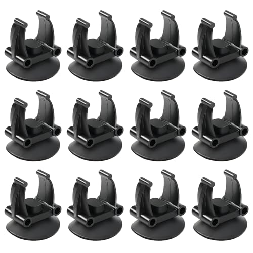 AQUANEAT 12 Pack Aquarium Suction Cups with Clip Black,for 0.75' Aquarium Heater and Large Submersible Light, Tubing Hose, Plant Fish Tank